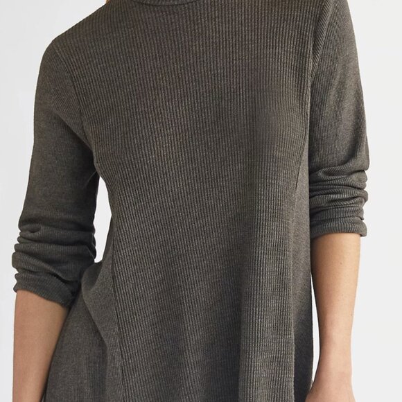 Anthropologie T.La Moss Long Sleeve Thermal Waffle Mock Neck Tunic Top - Picture 3 of 6